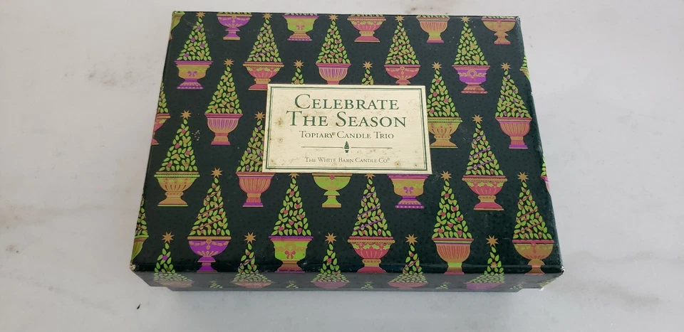Set 3 NEW White Barn Candle Topiary Candle Trio Christmas Celebrate the Season - Image 3 of 4