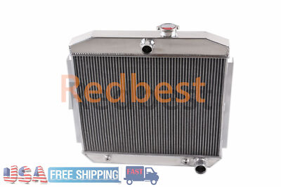 4 Row Aluminum Radiator For 1955-1957 1956 Chevy Belair Air Nomad 210 150 V8 Eng