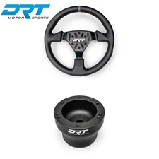 DRT Motorsports 330mm Round Steering Wheel Leather W Adaptor RZR Xpedition X3
