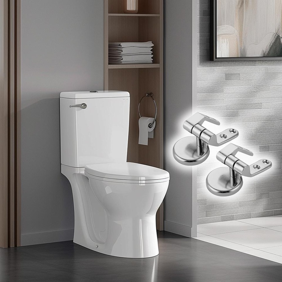 Universal Replacement Toilet Seat Hinges Mountings Set W/ Fittings