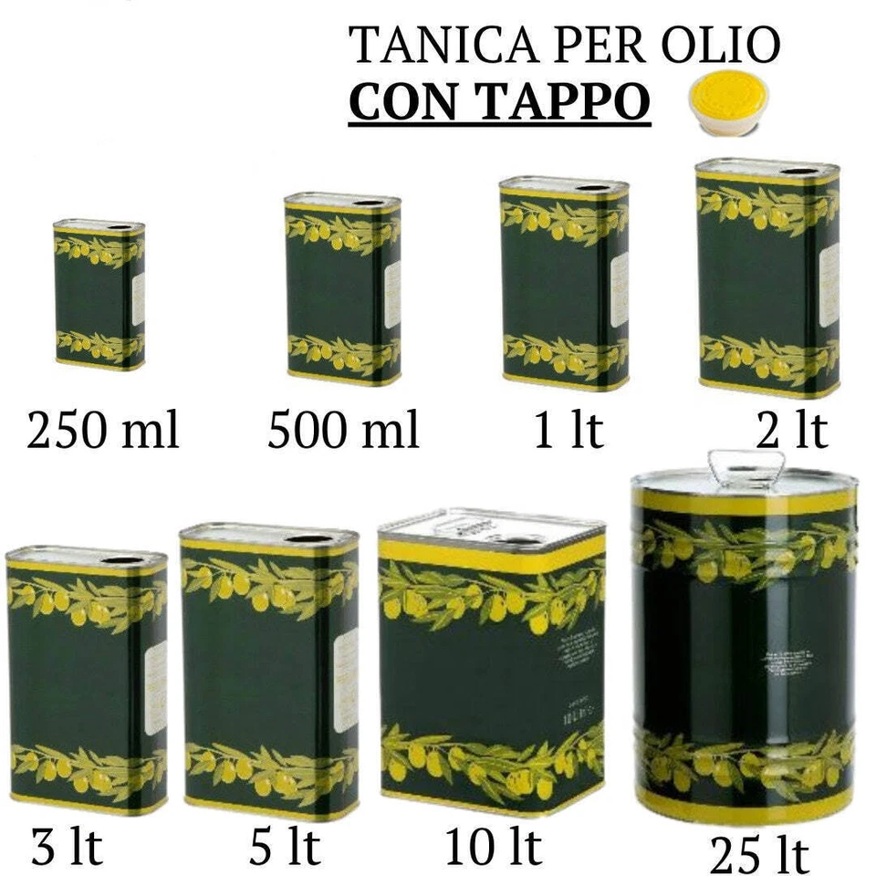 CASCIAROAGRICOLTURA LATTINA LATTA FUSTO PER OLIO BANDA STAGNATA DA 500 ML CON TAPPO