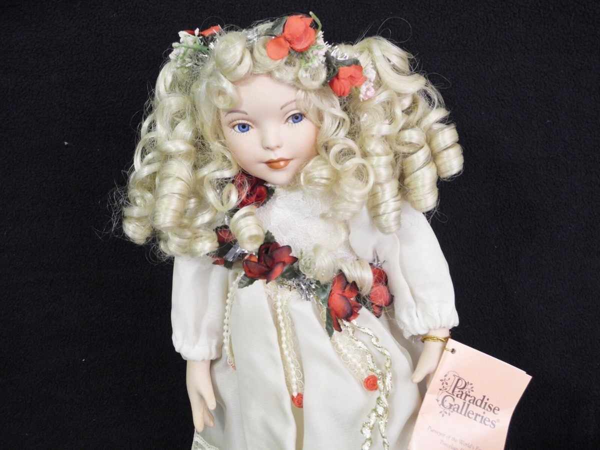 Vintage Paradise Galleries Christmas Porcelain Doll w/ Stand | eBay