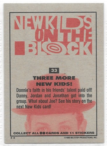 1989 Topps Big Step NEW KIDS ON THE BLOCK Trading Cards -Complete Your Set NKOTB - Picture 69 of 211