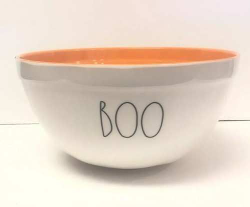 Rae Dunn BOO Bowl Halloween Melamine Orange Mixing Candy Treats Plate NEW - Picture 2 of 6