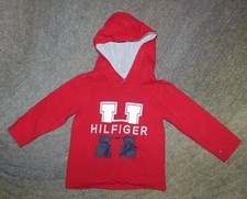 Tommy Hilfiger Toddler Boys Red Long Sleeve Hooded Shirt - Size 2T - EUC