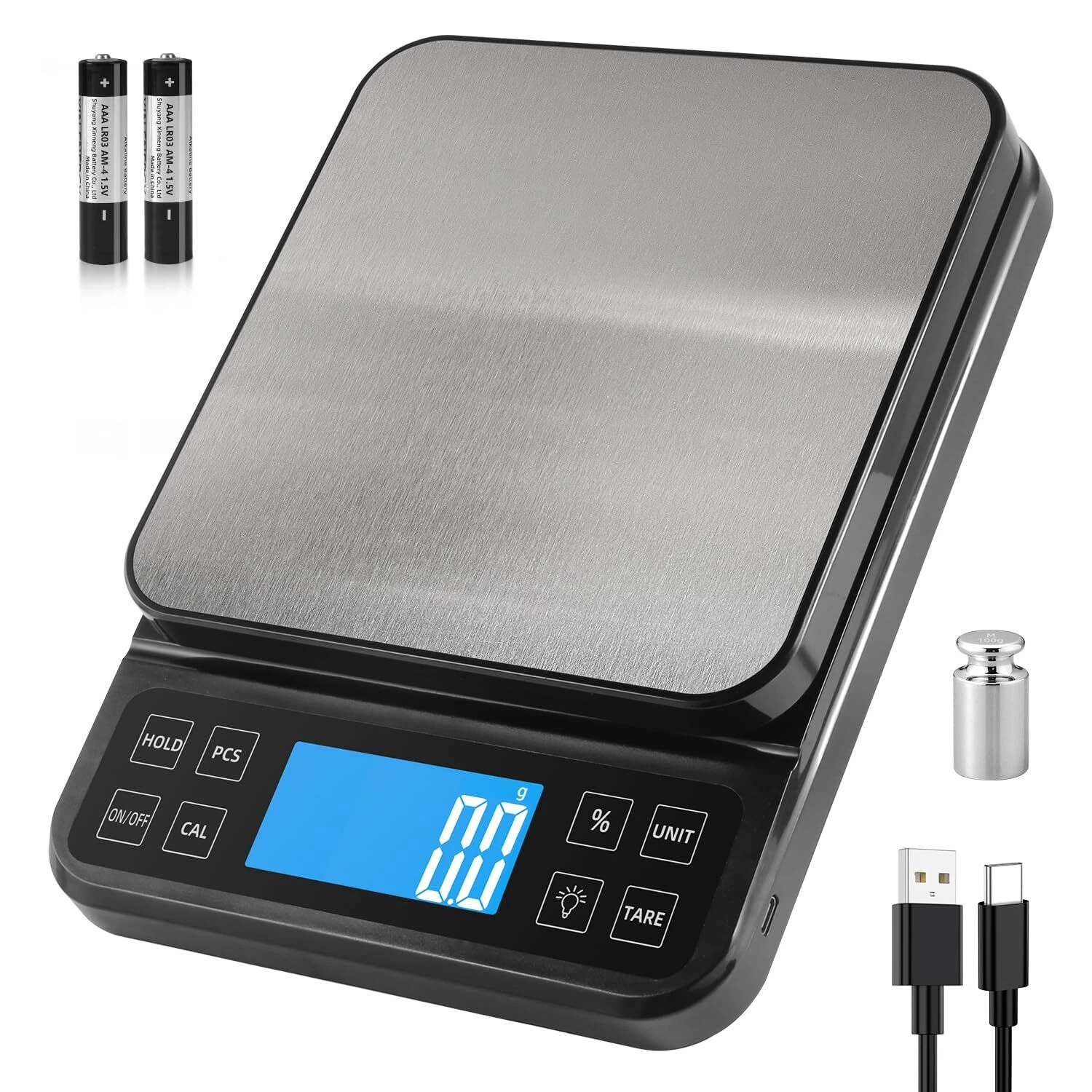 0.1g/5kg Large Digital Kitchen Scale High Precision Bakery Scale with % Percentage Fun...