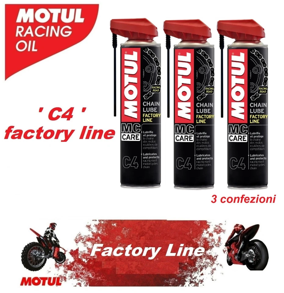 GRASSO SPRAY PER CATENA MOTO MOTUL C4 CHAIN LUBE FACTORY LINE RACING ROAD 400ml