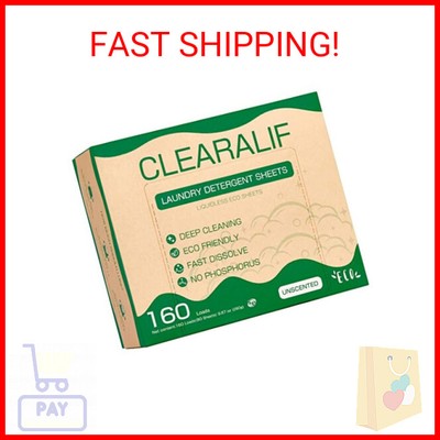 CLEARALIF Laundry Detergent Sheets up to 160 Loads (80sheets), Unscented, Laundr