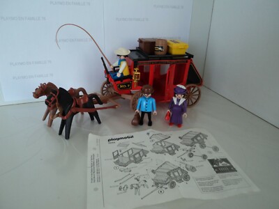 VINTAGE PLAYMOBIL WESTERN EXPRESS 3803 STAGECOACH RENO DENVER ST. LOUIS 1994
