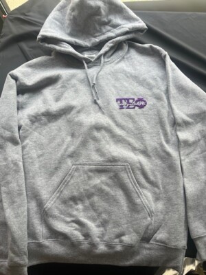 Tau Epsilon Phi Gray Hoodie w/Embroidered Letters Purple/White sz Medium