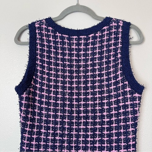 Endless Rose Anthropologie NEW Tweed Check Sleeveless Maxi Dress Navy Pink Med - 第 8/9 張圖片