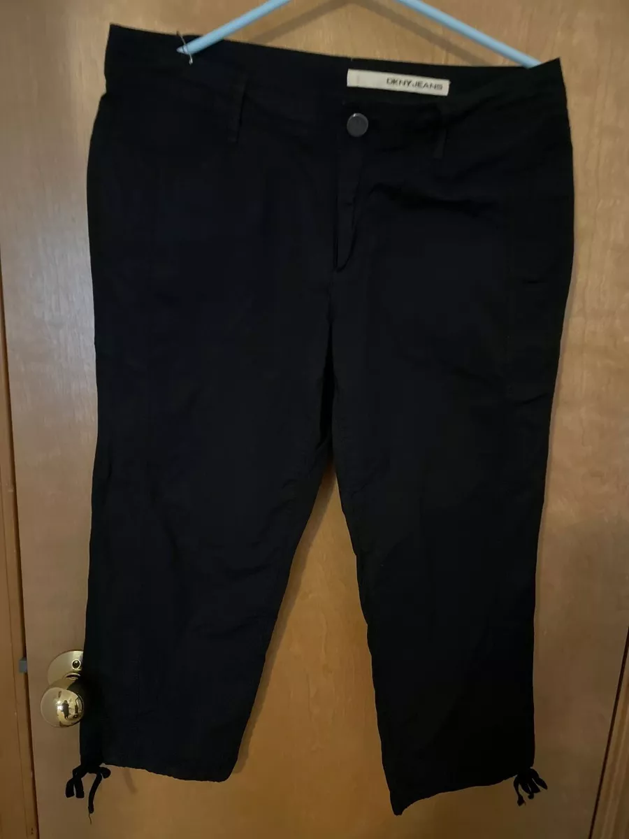 *DKNY Jeans Black Cropped Tie Bottom Pants - NWOT - Size 10