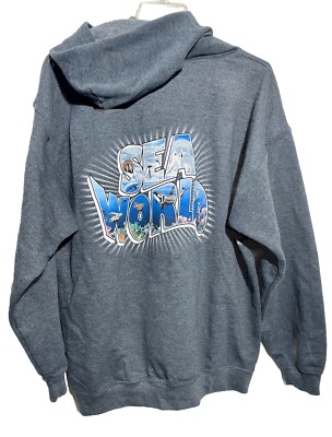 Seaworld San Diego Gray Zip Up Soft Hoodie Size Large Beautiful