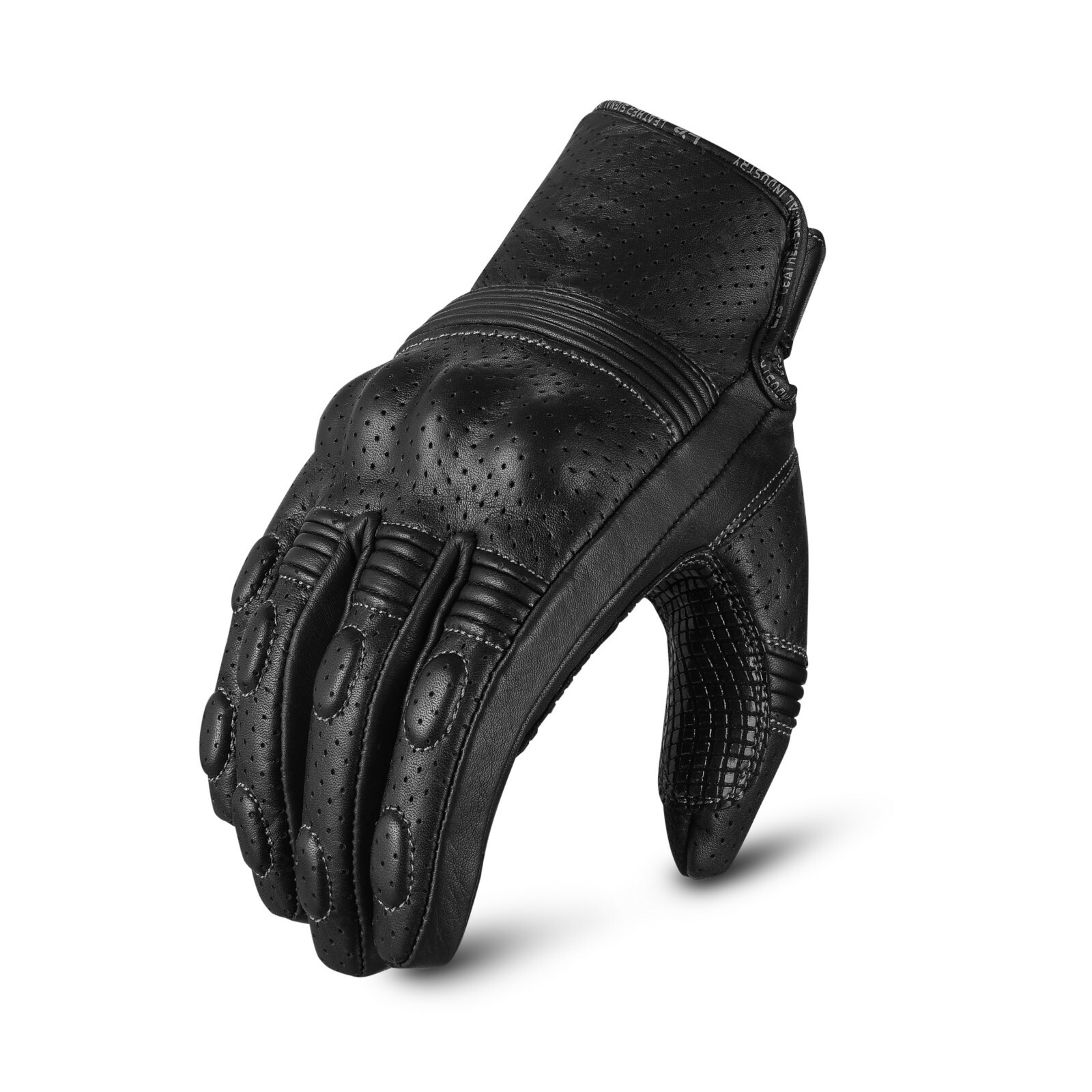 Guantes de Moto Verano Piel Vaqueta Perforada Protecciones Racing