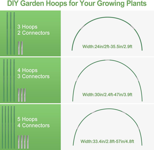 Garden Hoops 7Ft Grow Tunnel, 30Pcs Greenhouse Support Hoops Rust-Free Frame for - Picture 5 of 12