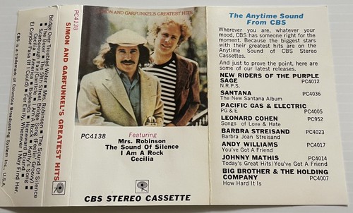 Simon & Garfunkel Greatest Hits Music Cassette Tape PC 4138 CBS 1972 Original - Picture 13 of 24