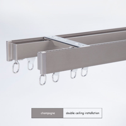 New Tightness Strip Silencing Tracks Double-Deck Aluminium Alloy Curtain Rails - Picture 29 of 33