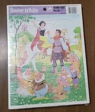 Set 4 Vintage Disney Classic Golden Frame Tray Puzzles Snow White Donald Duck 