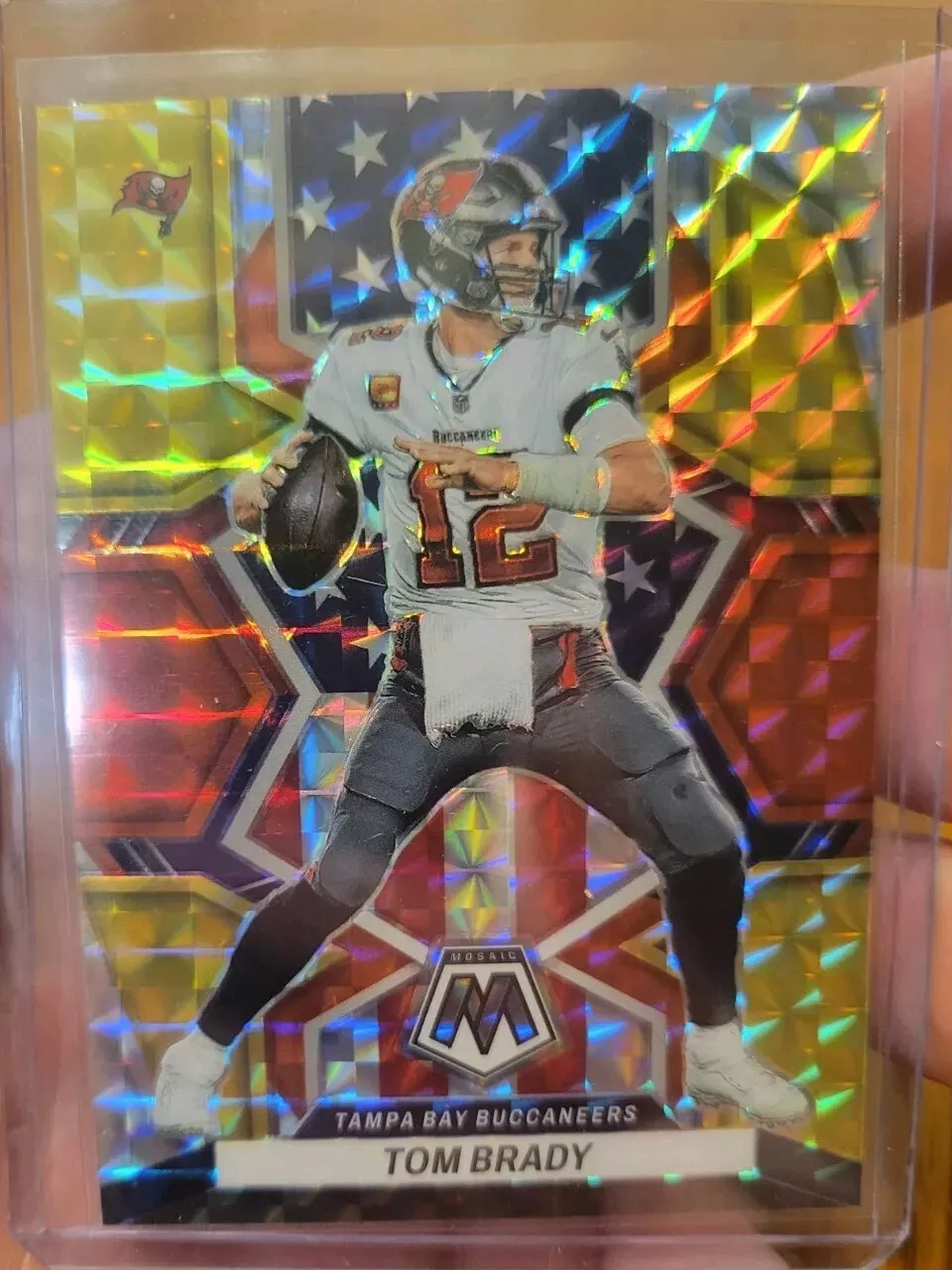 Tom Brady 2022 Panini Mosaic #251 Choice Fusion Red & Yellow /80