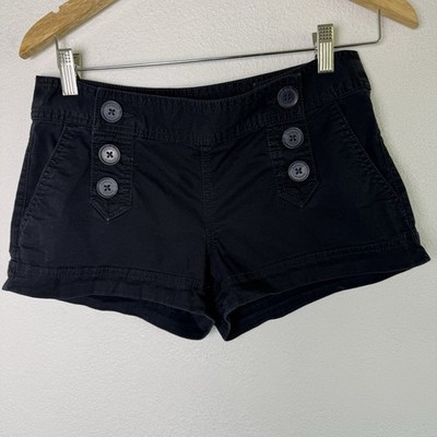 Express Black Sailor-Style Shorts Low Rise Double Row Buttons Size 2