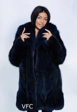 Blue-Black Fox Fur Coat ,Real Fox Fur Coat, Luxury Fur Coat, Handmade Fur Coat