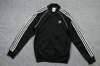 Adidas Jacket Mens Small Black White Trefoil Three Stripes Track Full Zip Retro