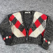 Vintage Liz Claiborne Sweater Womens Large Colorful Cardigan Wool Mohair Retro