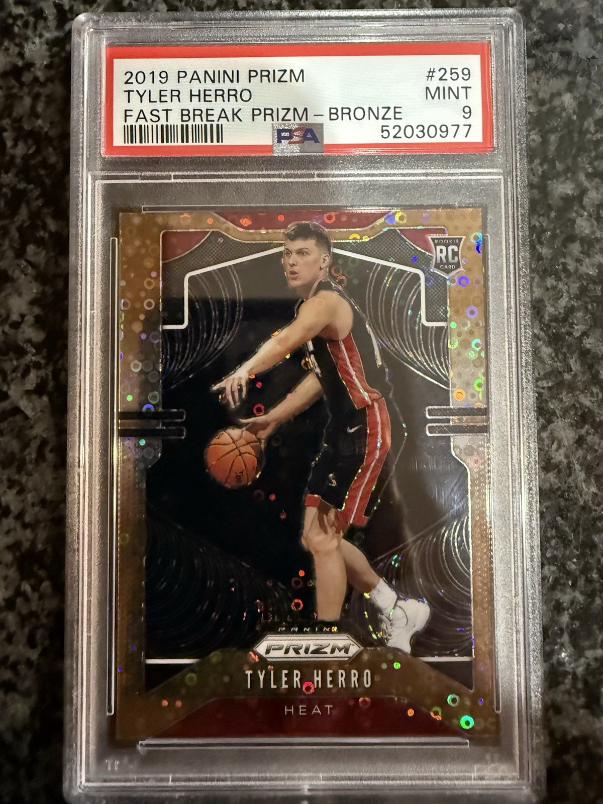 2019-20 Panini Prizm Rookie Fast Break Bronze #/20 Tyler Herro #259 PSA 9 MINT