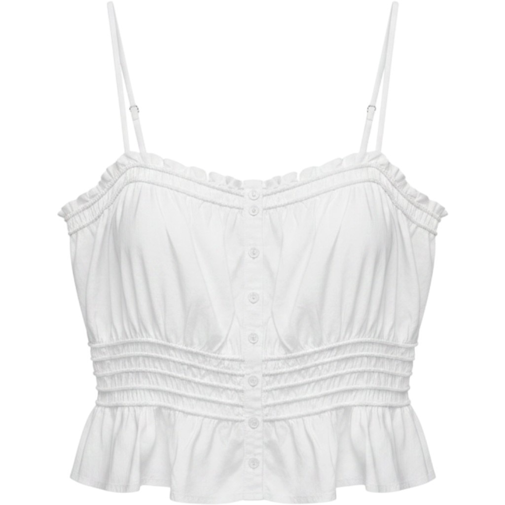 Madewell Womens White Smocked Peplum Button Front Cami Top N0524 Size L