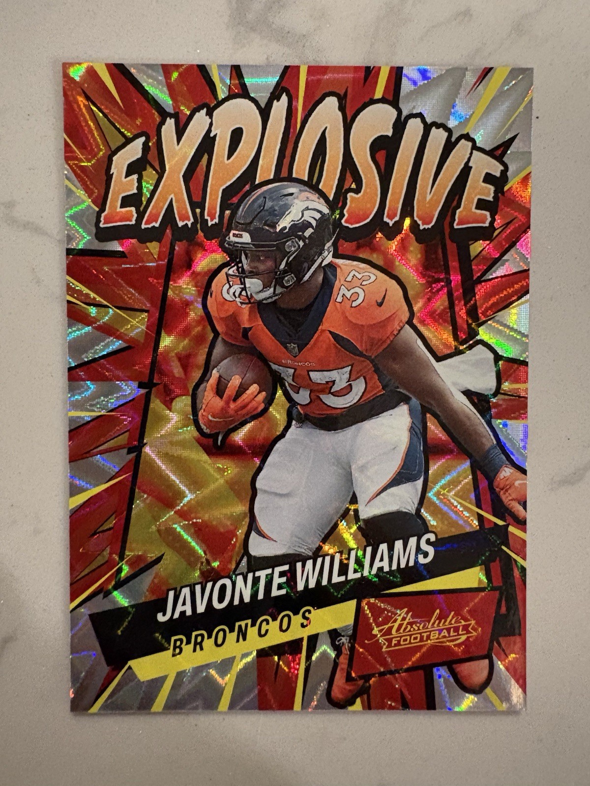 2022 Panini Absolute - Explosive Javonte Williams #E22 Case Hit SSP Cowboys