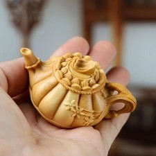 Boxwood Carved Pot Plate Play Decoration Keychain Pendant and Accessories