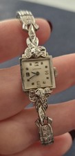Longines Swiss Women's Vintage 14k White Gold Diamond Watch Working Condition