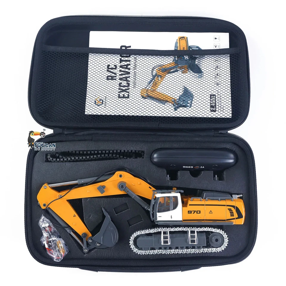 RC Excavator 1/50 Remote Control Lifting Digger Metal Bucket Light Sound RTR - Image 2 of 4