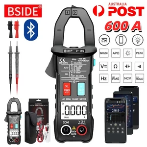 BSIDE Multimètre de pince Bluetooth numérique AC DC Compteur de tension actuel Ohm