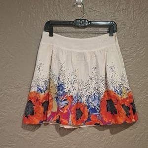 Anthropologie iLeifsdottir Orange Red Mini Skater Skirt