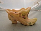 Fenton Burmese Uranium Hand Painted Glass Shoe