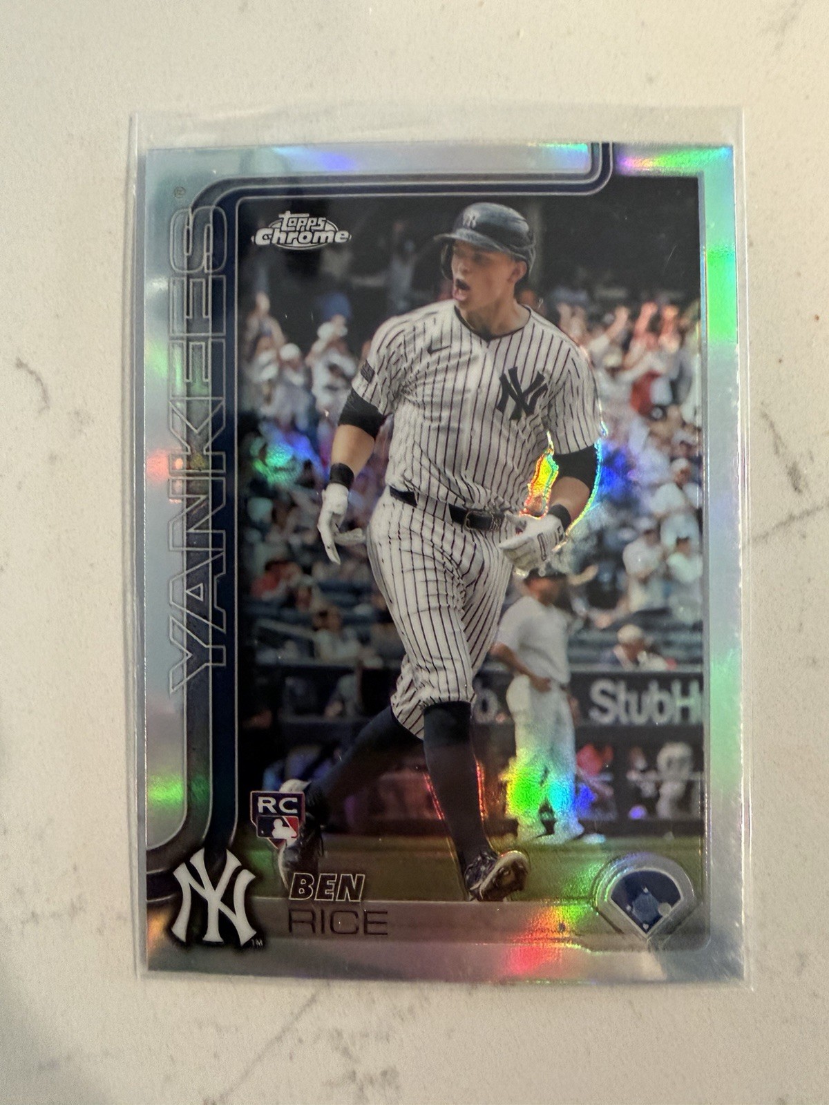 2025 Topps Chrome Baseball Refractor Ben Rice RC #139 New York Yankees Rookie