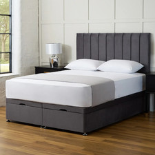 Ottoman Divan Bed Set Plush Velvet Upholstered Gas Lift Storage 24" Headboard