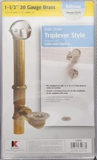 Keeney 606RB Trip Lever with Chrome & Brass Pipe Bath Drain Assembly, 1-1/2-in