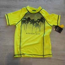 Body Glove Boys Yellow Stretch Shirt Short Sleeve Crew Neck UVP 50 Swim Surf NWT