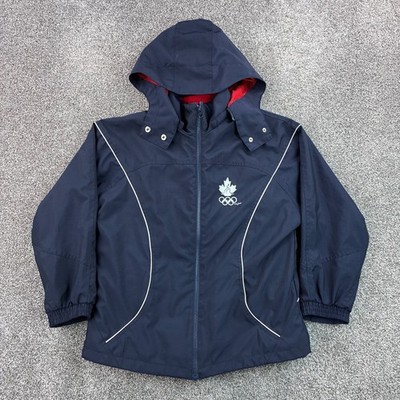 Canada Olympics HBC Jacket Women's M Blue Full Zip Hooded Lined Vancouver 2010