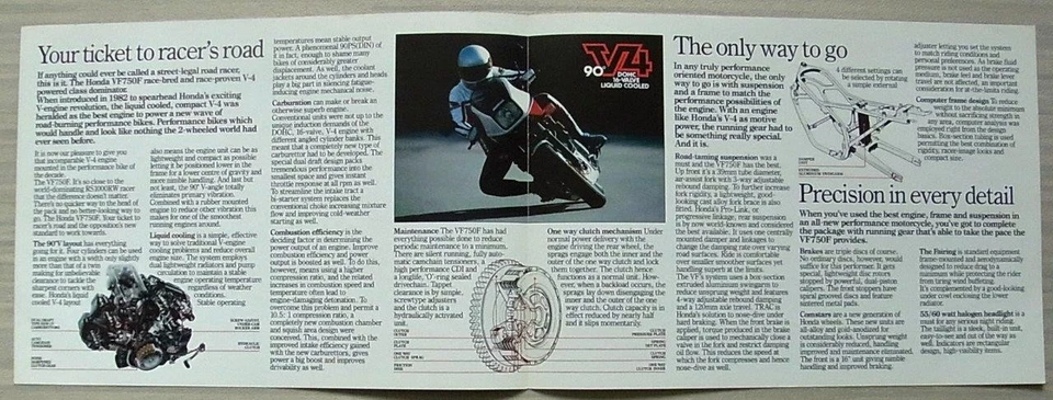 HONDA VF750F-D MOTORCYCLE Sales Brochure c1983 - Image 2 of 2