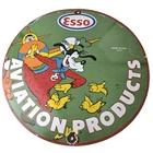 Vintage Esso Gasoline Sign - Goofy Aviation Service Station Porcelain Gas Sign