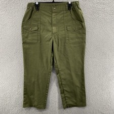 VINTAGE Boy Scouts of American Pants Men 38 Fits 32x27 Green Cargo Elastic 90s