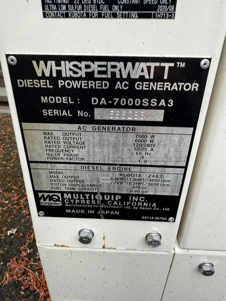 MQ power WhisperWatt 7000 Diesel Generator - Image 4 of 4