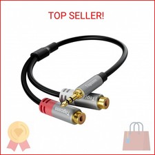 3.5mm to 2 RCA Audio Y-Splitter Cable 0.6 Feet, 1/8 Inch 3.5mm TRS Stereo Male