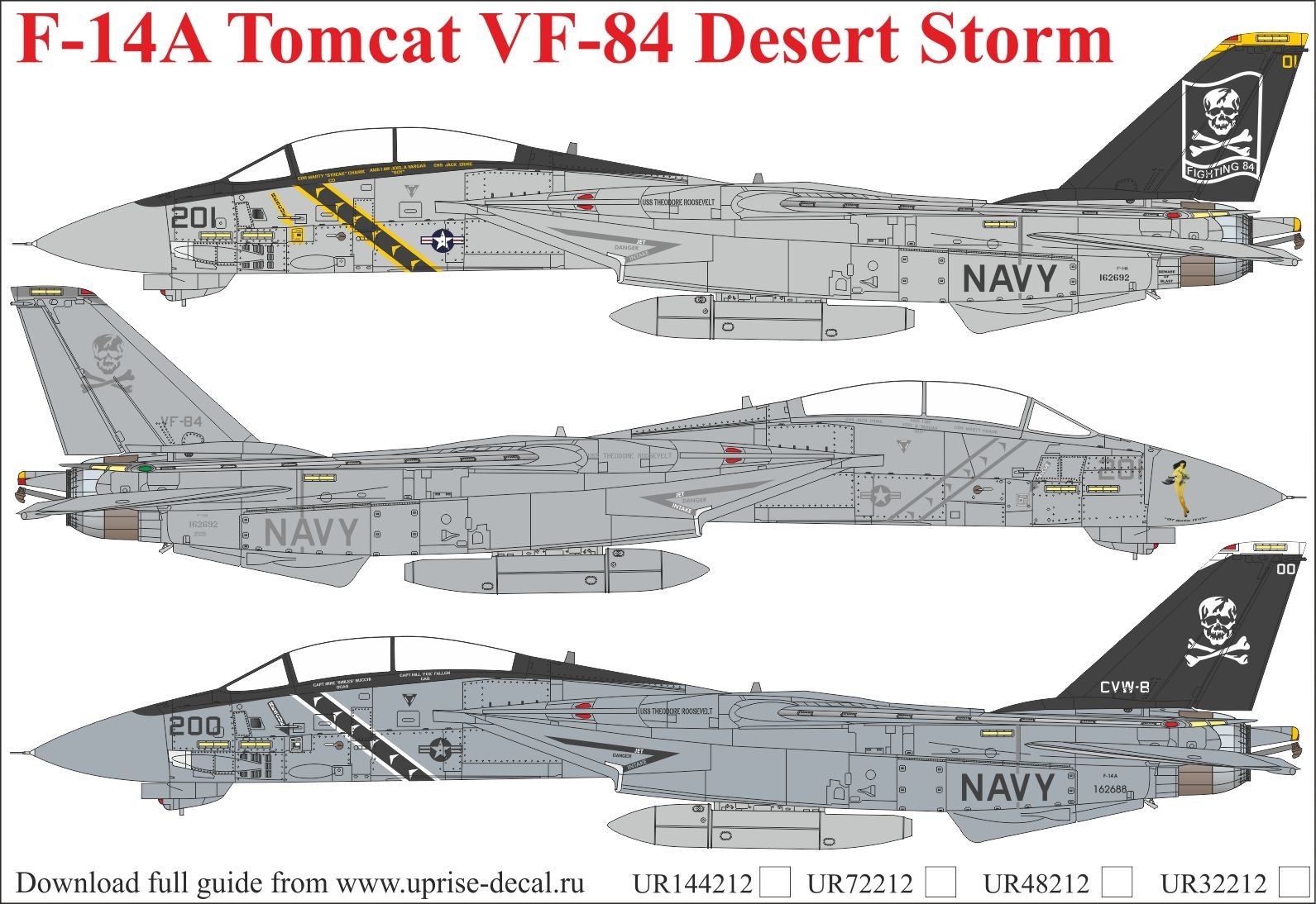 1:32 Decal Grumman F-14A Tomcat VF-84 Desert Storm -  UpRise  UR32212