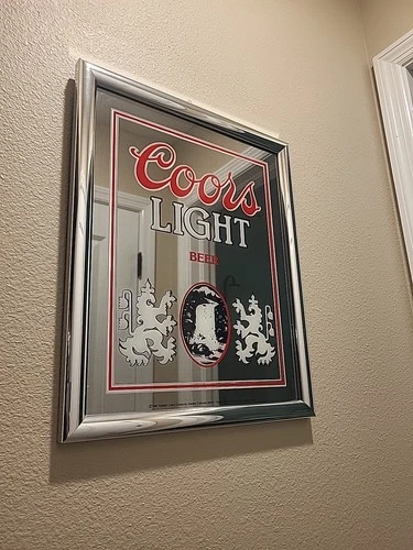 Vintage Coors Light Beer 18” X 14” Original 1987 Mirror Sign Bar Advertising