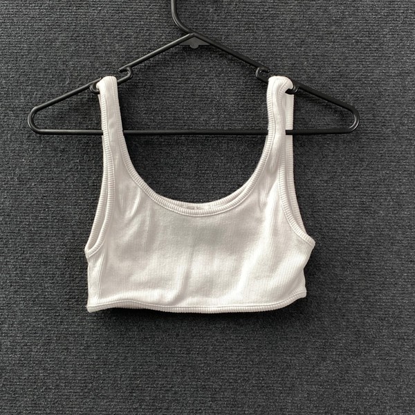 South St Womens Cropped Tank Top White Ribbed Knit Sleeveless Scoop Neck Size S
