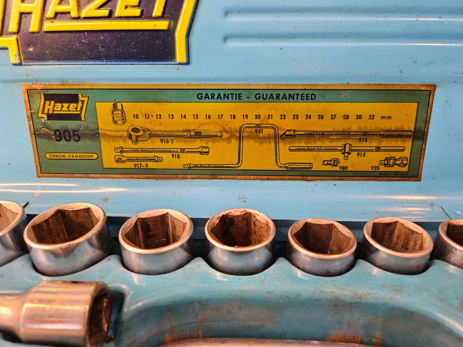 Vintage Hazet 905 Ratchet Socket Set Volkswagen Porsche Chrom Vanadium Germany
